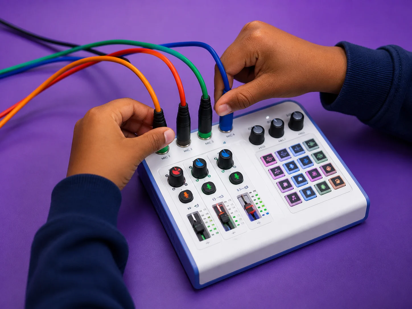 De gekleurde kanalen van de WeSpeak mixer